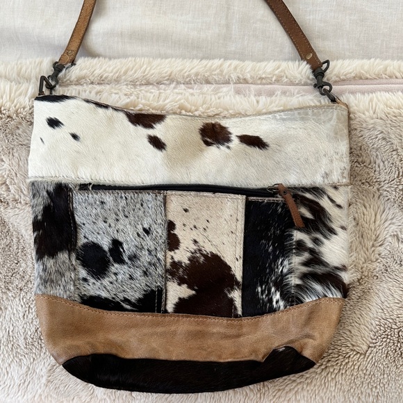 Myra Bag Cowhide Patchwork Shoulder Bag - Picture 1 of 11